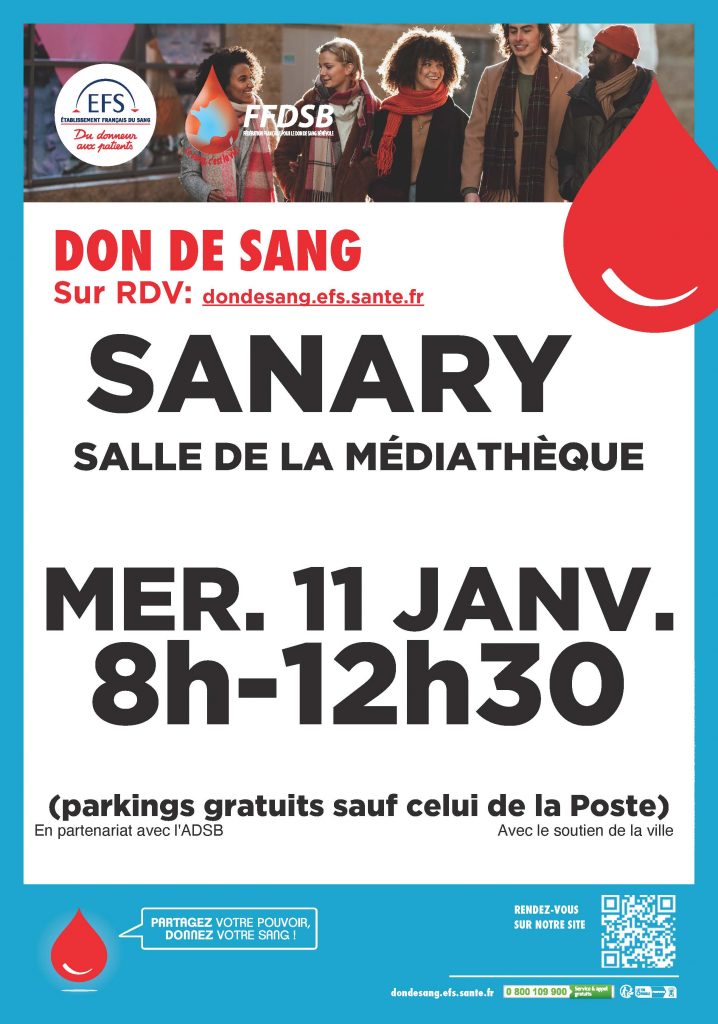 DON DU SANG: RENDEZ-VOUS LE 11 JANVIER